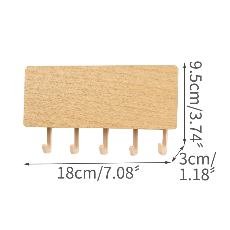 Wall Mounted Wood Colored Rack with Hooks