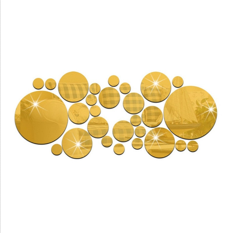 Decorative Round Mirror Wall Stickers Set
