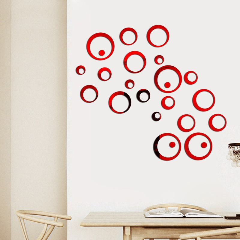 Decorative Round Mirror Wall Stickers Set