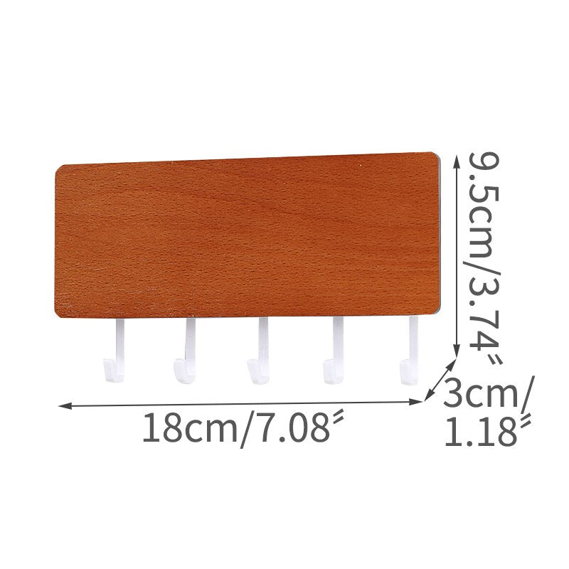 Wall Mounted Wood Colored Rack with Hooks