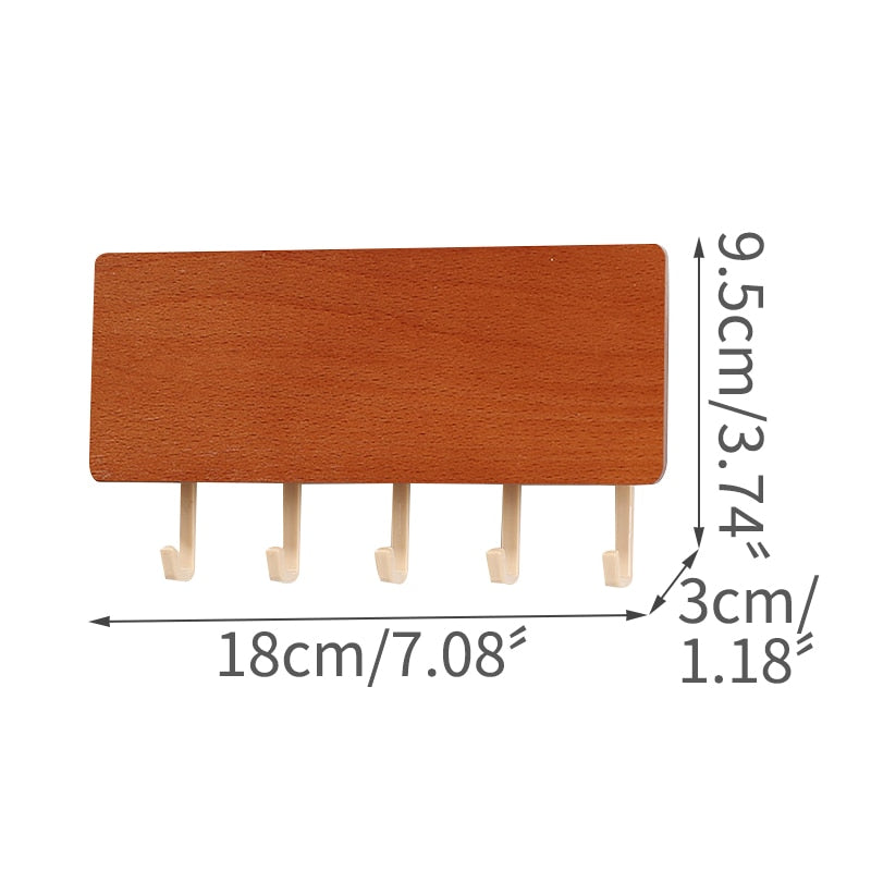 Wall Mounted Wood Colored Rack with Hooks