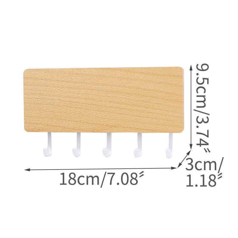 Wall Mounted Wood Colored Rack with Hooks