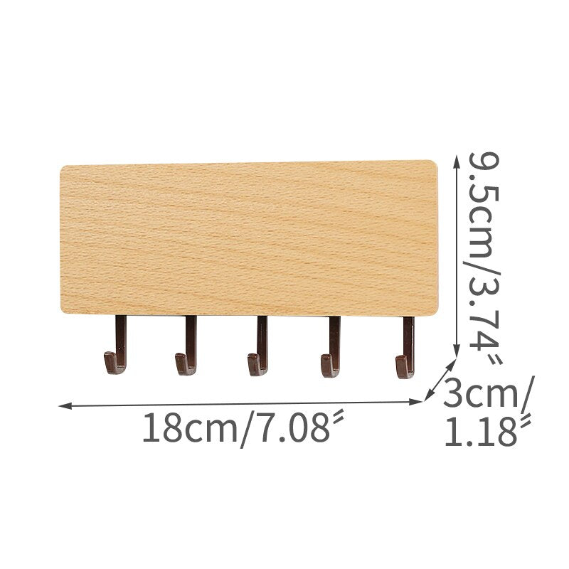 Wall Mounted Wood Colored Rack with Hooks