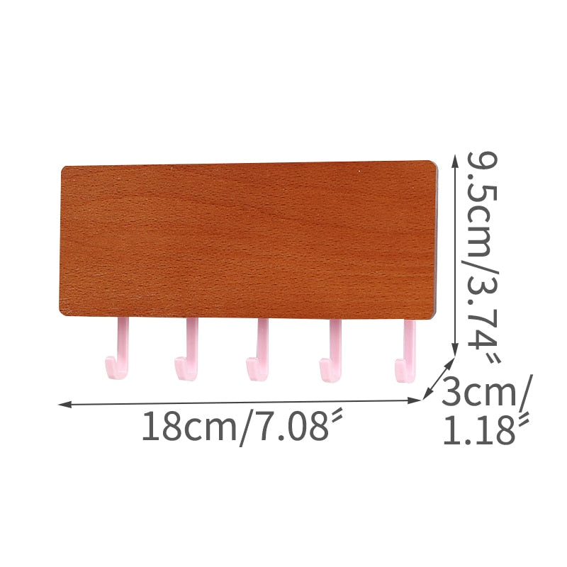 Wall Mounted Wood Colored Rack with Hooks