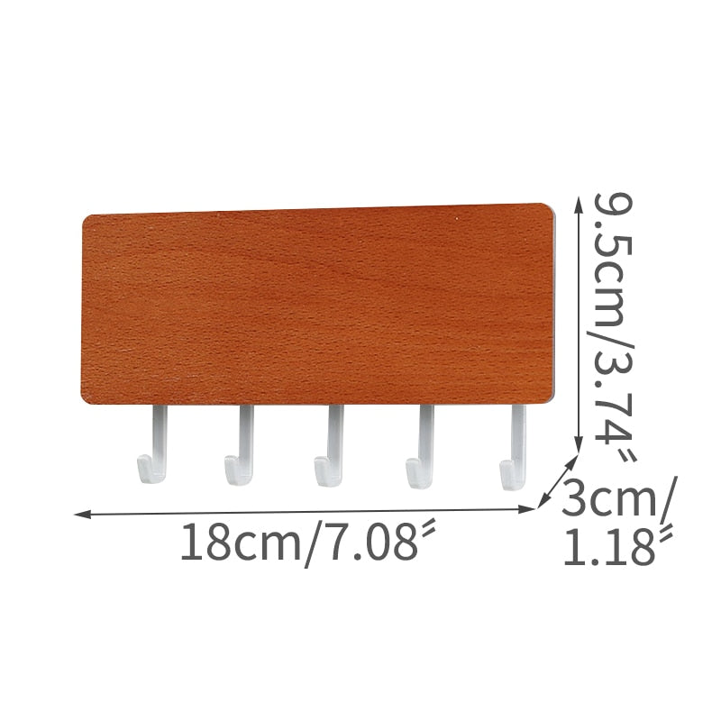 Wall Mounted Wood Colored Rack with Hooks