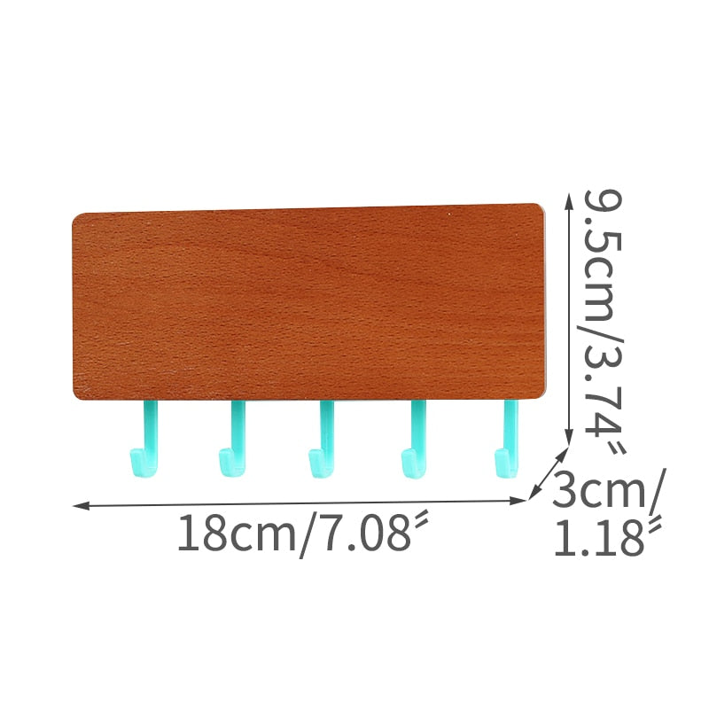 Wall Mounted Wood Colored Rack with Hooks