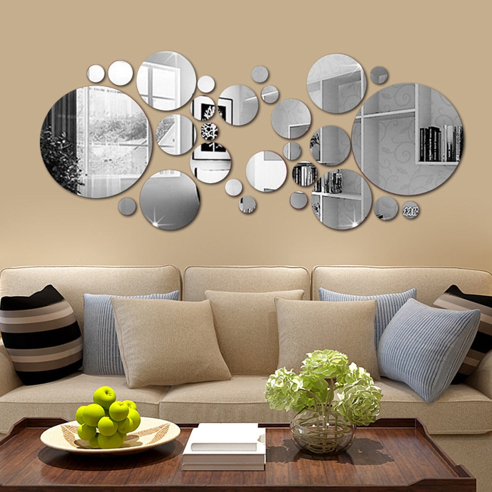 Decorative Round Mirror Wall Stickers Set