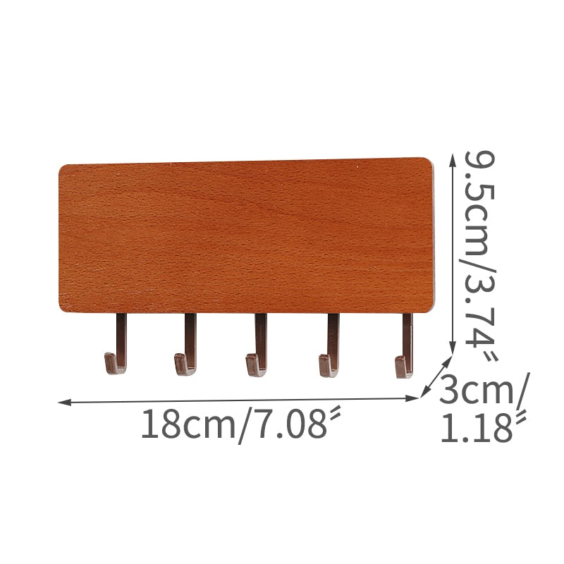 Wall Mounted Wood Colored Rack with Hooks