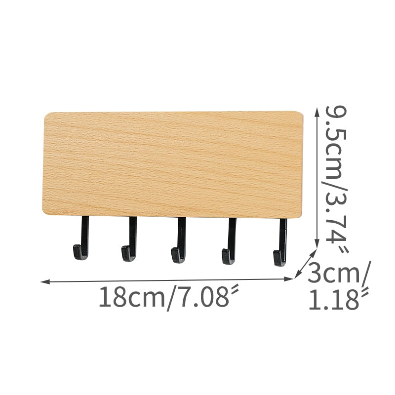 Wall Mounted Wood Colored Rack with Hooks