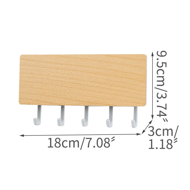Wall Mounted Wood Colored Rack with Hooks