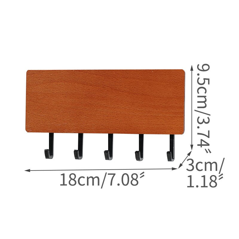 Wall Mounted Wood Colored Rack with Hooks