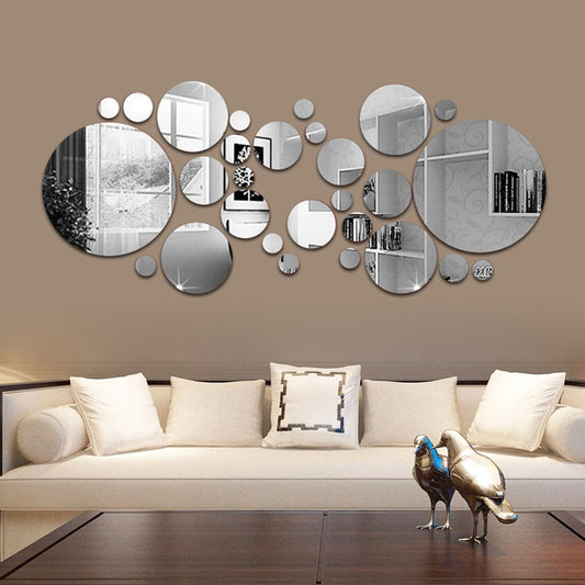 Decorative Round Mirror Wall Stickers Set